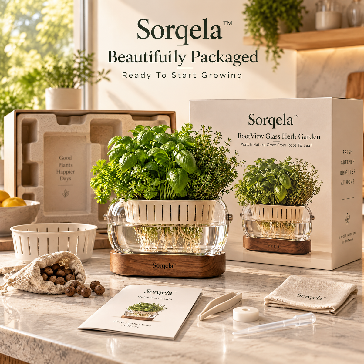 Sorqela™ RootView Glass Herb Garden