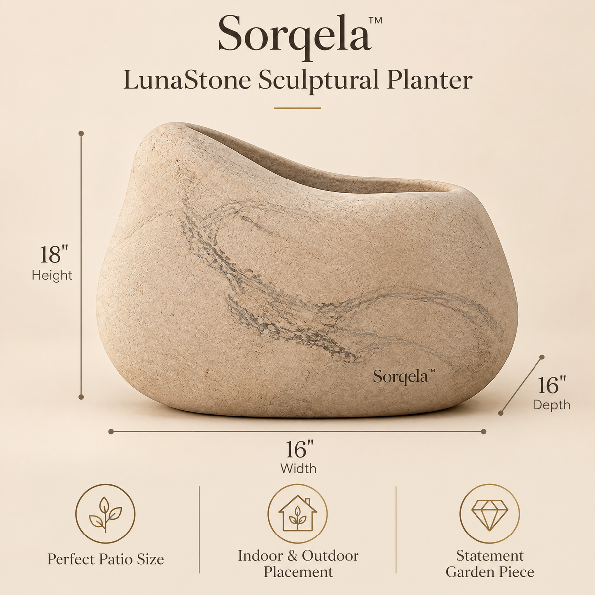 Sorqela™ LunaStone Sculptural Planter