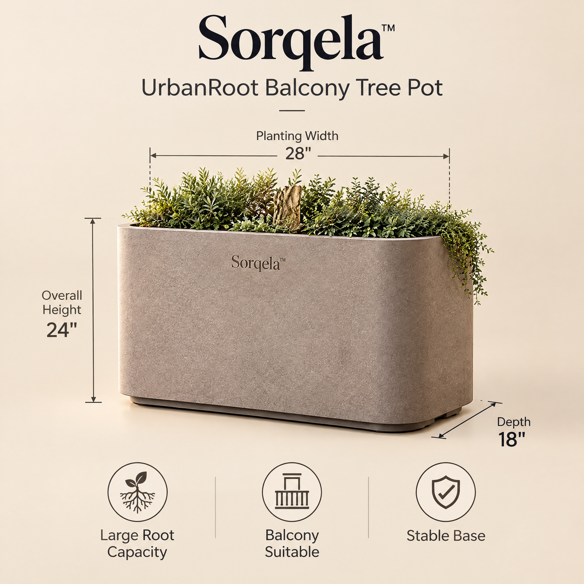Sorqela™ UrbanRoot Balcony Tree Pot