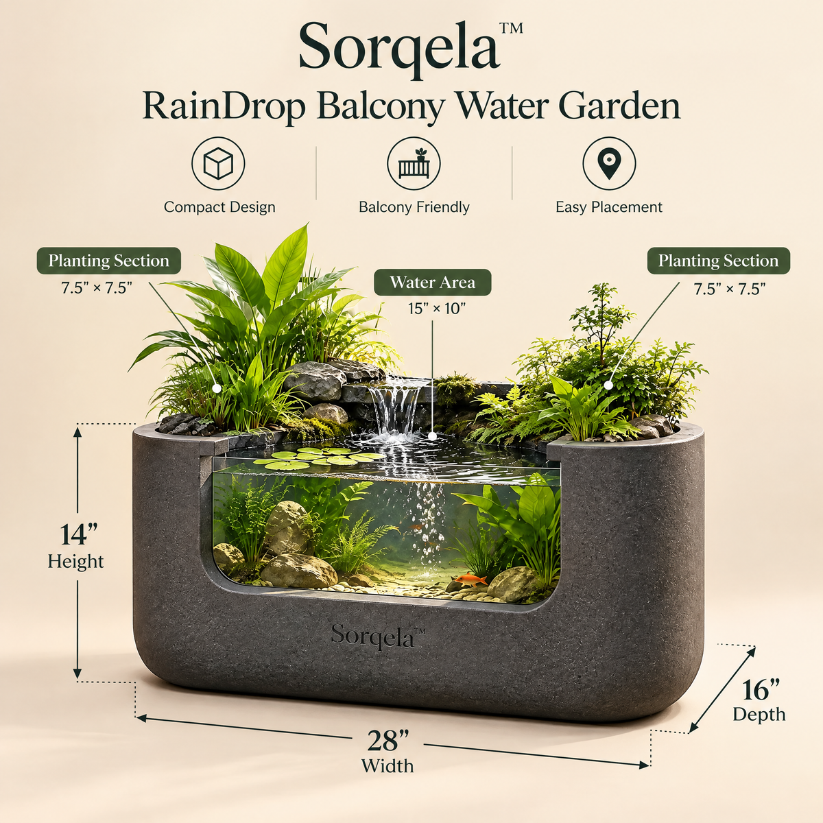 Sorqela™ RainDrop Balcony Water Garden