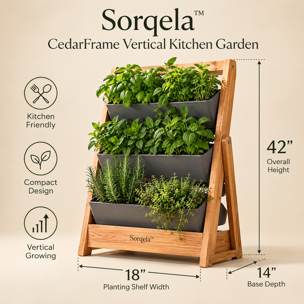 Sorqela™ Cedar Frame Vertical Herb Planter, 3-Piece Set