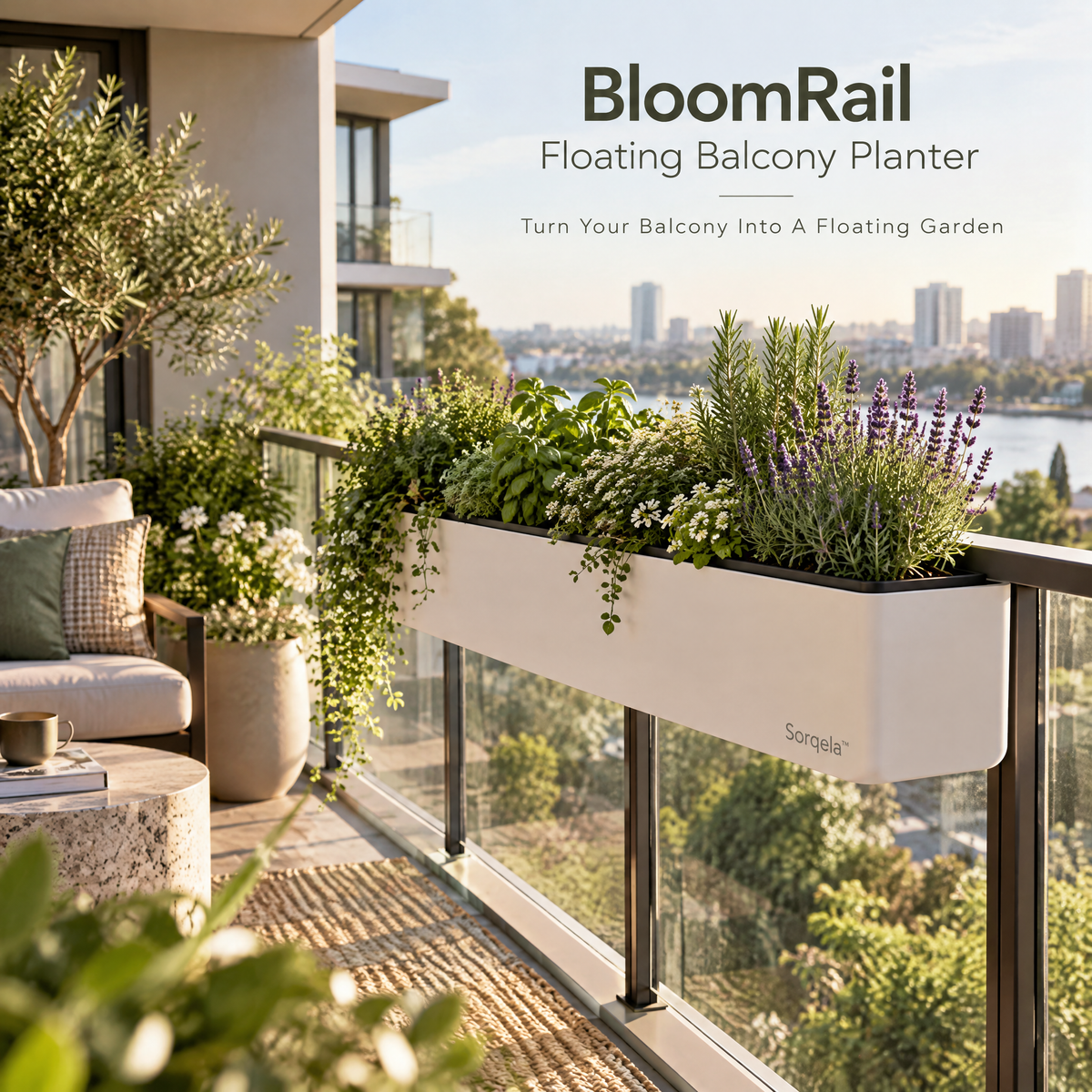 Sorqela™ BloomRail Floating Balcony Planter