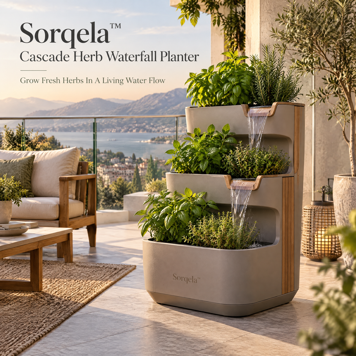 Sorqela™ Cascade Herb Waterfall Planter
