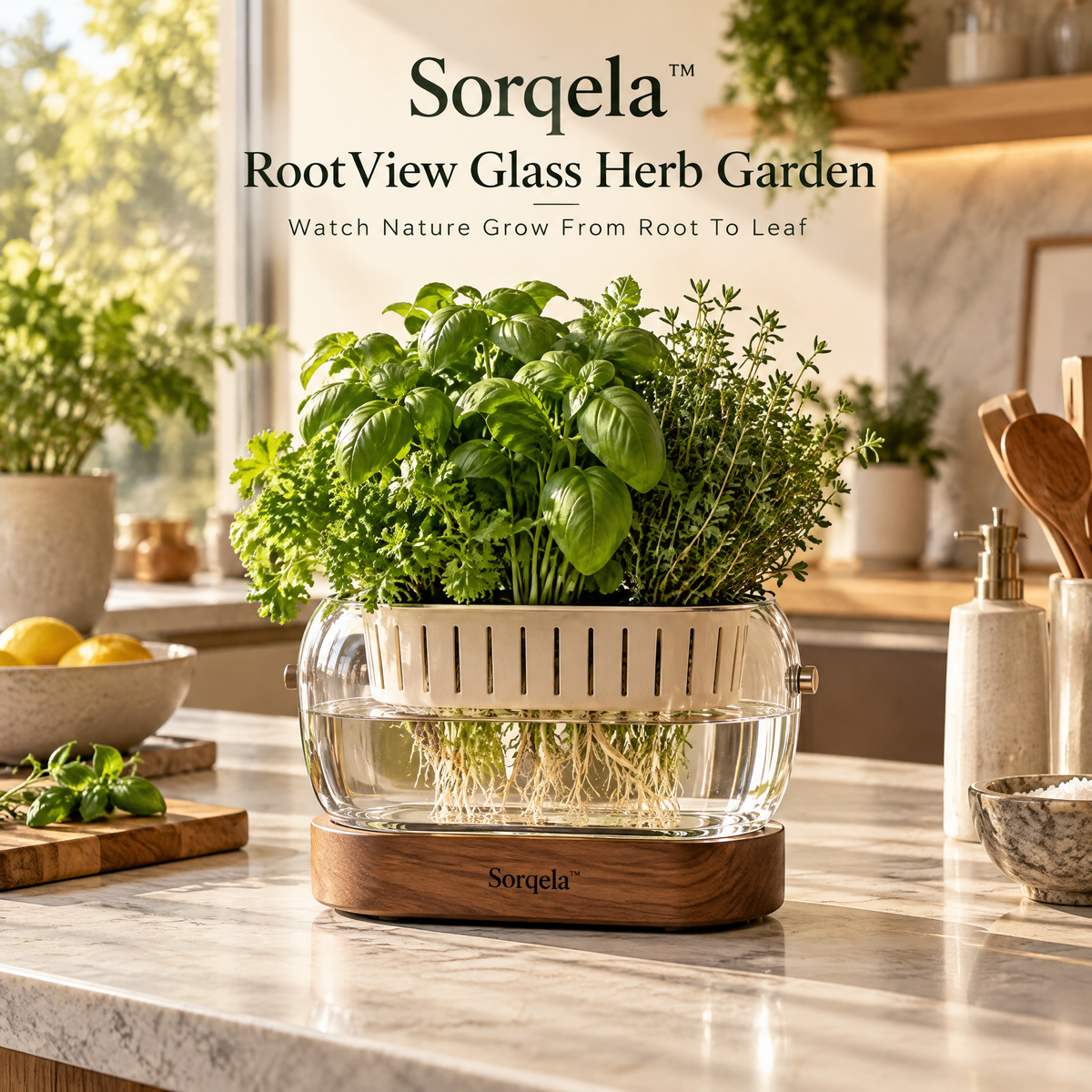 Sorqela™ RootView Glass Herb Garden