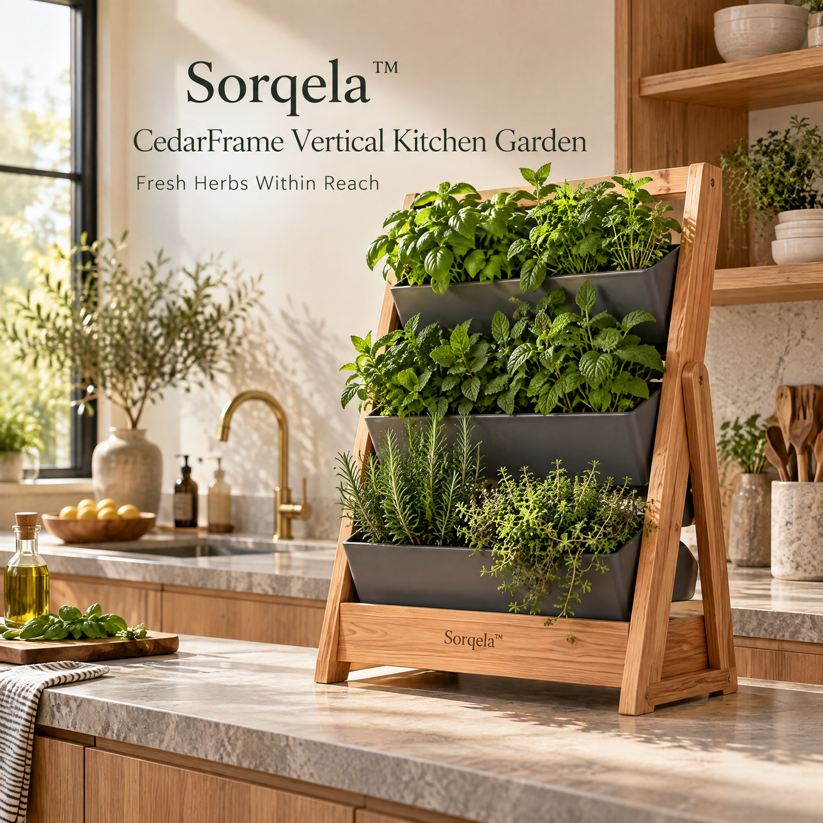 Sorqela™ Cedar Frame Vertical Herb Planter, 3-Piece Set