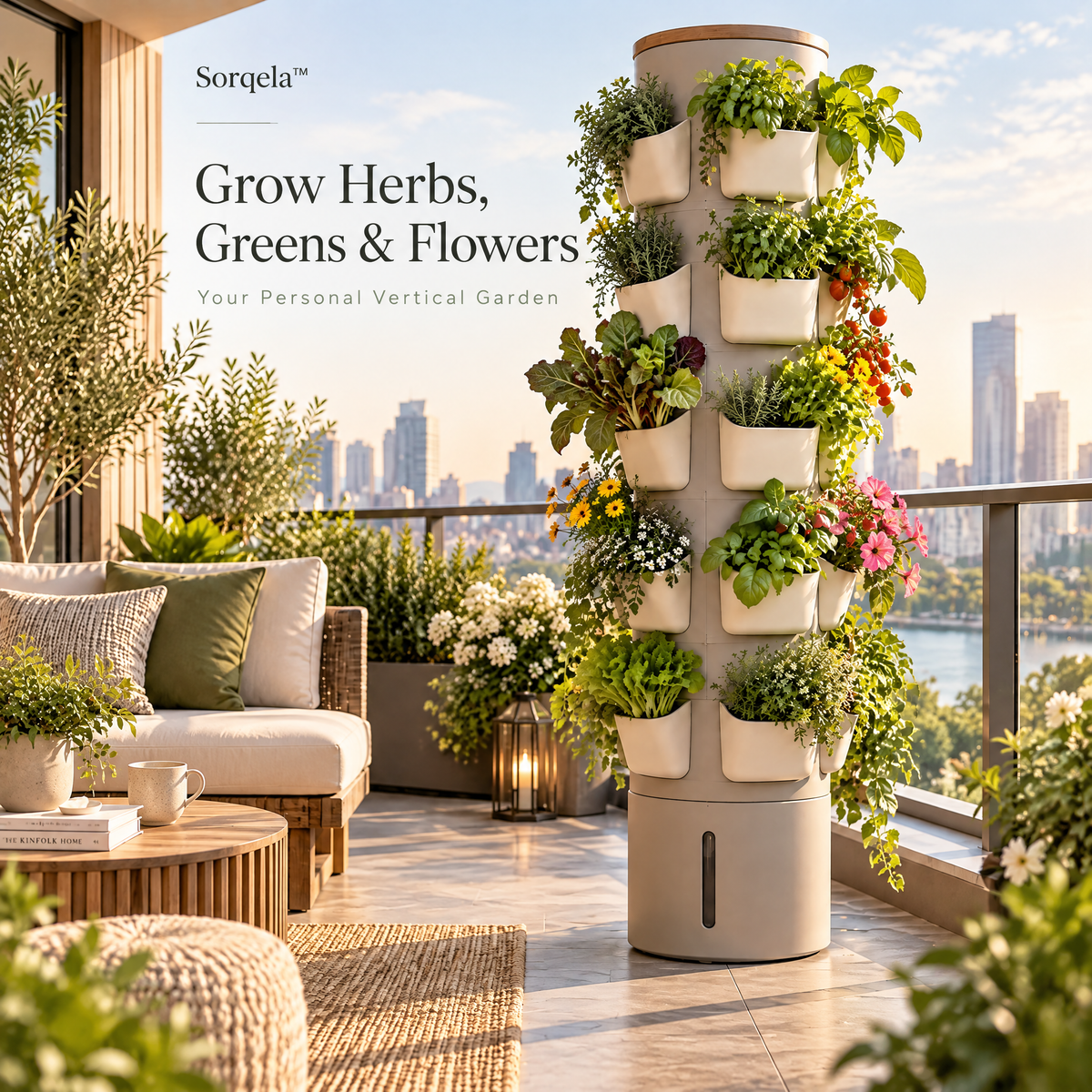 Sorqela™ TerraFlow Self-Watering Planter Tower