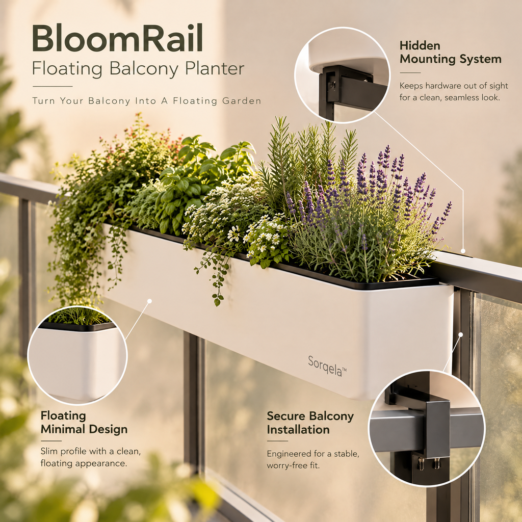 Sorqela™ BloomRail Floating Balcony Planter